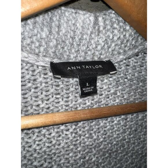 Ann Taylor Alpaca Blend Wool Gray Cardigan Open Front Sweater Women’s L - Picture 2 of 6